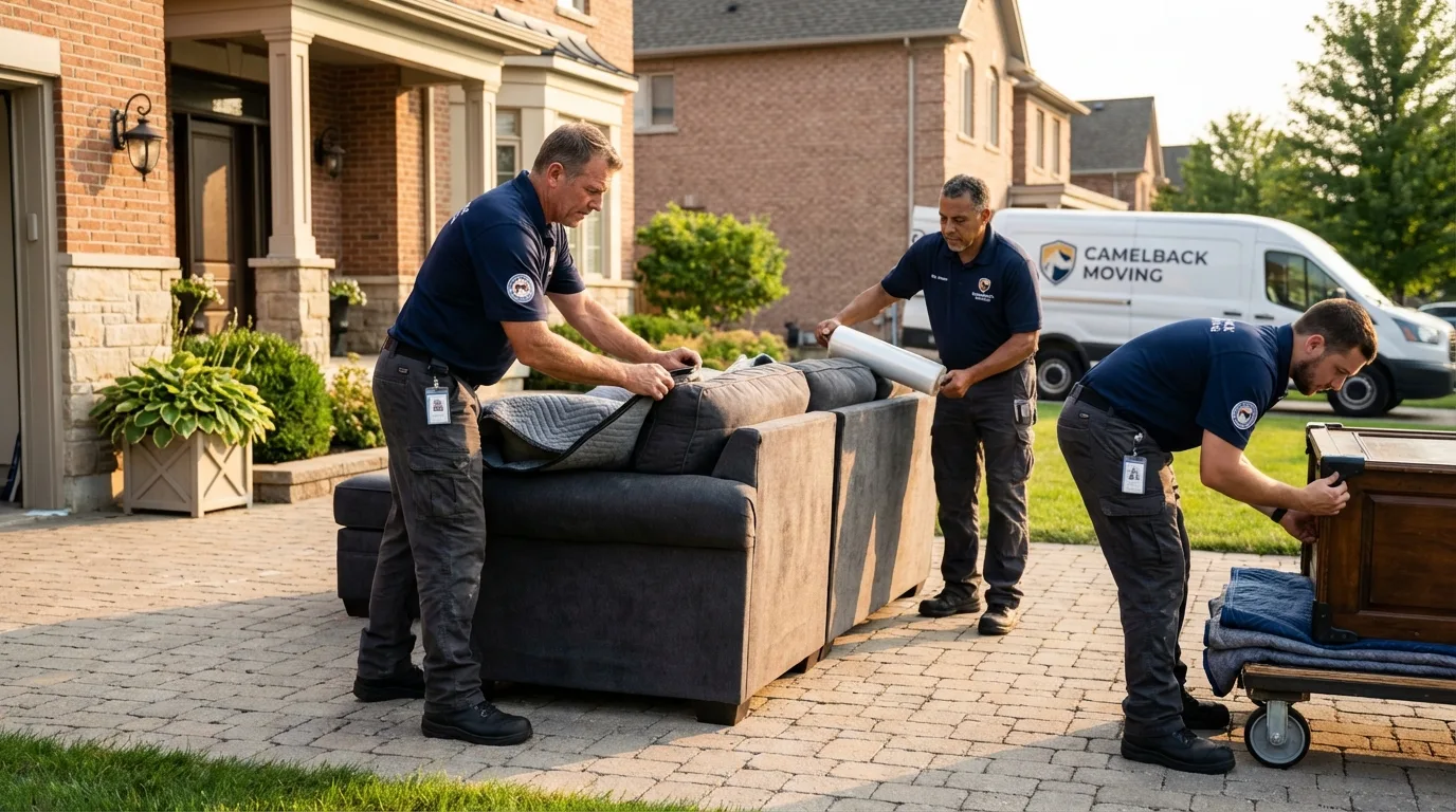 Large estate moving crew wrapping furniture in McMechen, WV